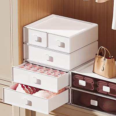 White Drawer Storage Organizers for Underwear Socks and Handbag Home Organization 3d model