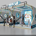 People Using Interactive Sports Equipment With Digital Screens In Modern Exhibition Area
