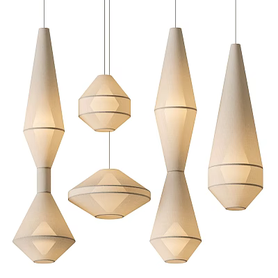 Modern Decorative Pendant Lights With Various Geometric Shapes And Linen Fabric 3d model
