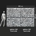 Natural Stone Wall And Wood Texture Design With Wire Mesh Containing Stones