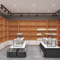 Modern Retail Store Interior With Open Layout Display Shelves Colored Areas And Lighting 3d model
