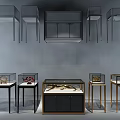 Modern Display Shelves And Showcases With Glass Doors Metal Frames And Drawer Cabinets For Retail