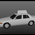 White Taxi Sedan With Roof Light And Front Grille Design