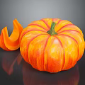 Decorative Orange Striped Pumpkin With Split Section For Home Decoration 3d model