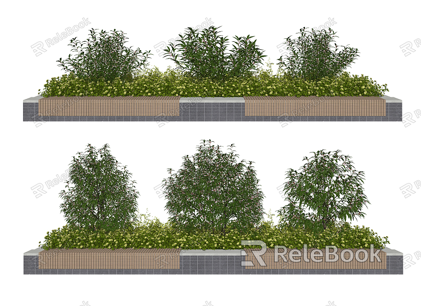 Modern Shrub Landscape Seat Greening Flower Pond Dwarf Shrub model