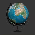 Detailed Globe Decorative Ornament with World Map on Metal Stand and Base for Home Decor