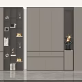 Modern Minimalist Wardrobe Design With Light Grey Cabinets And Illuminated Display Shelves