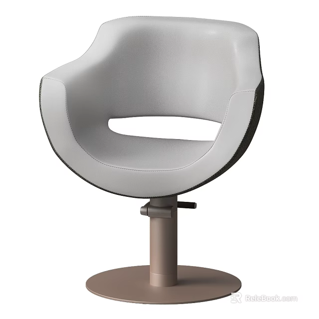 Modern Sleek Leisure Chair Design With Gray Leather Upholstery And Metal Round Base 3d model 