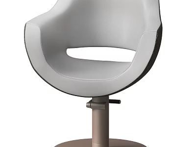 Modern Sleek Leisure Chair Design With Gray Leather Upholstery And Metal Round Base 3d model