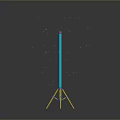 Blue Tall Column With Yellow Tripod Base And Floating Blue Light Spots