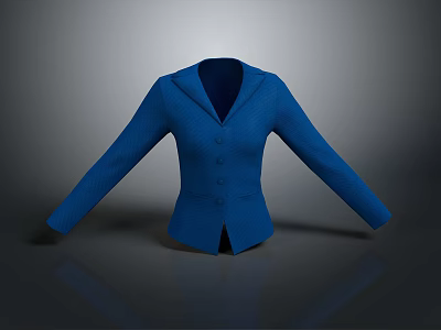 Blue Knitted Jacket With Lapel Collar Long Sleeves And Buttons As Daily Essentials 3d model