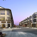 European Style Commercial Street With Multi storey Buildings And Shop Fronts View