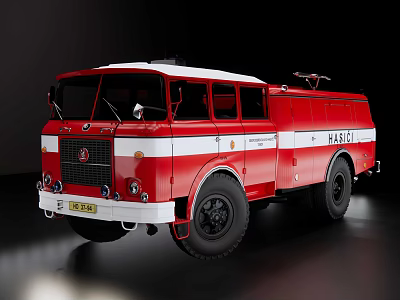 Red And White Striped Fire Truck As Functional Emergency Response Vehicle 3d model