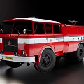 Red And White Striped Fire Truck As Functional Emergency Response Vehicle