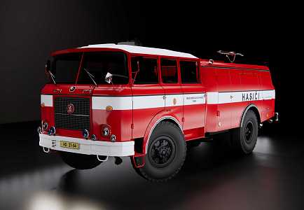 Modern Skoda Retro Fire Truck Skoda Fire Truck 3d model