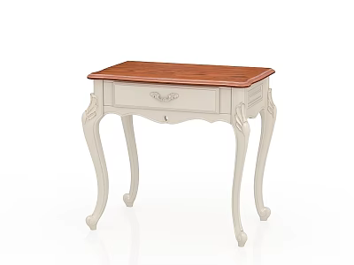 Elegant Dressing Table With Wooden Top White Body And Carved Legs 3d model
