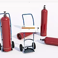 Essential Public Safety Facilities With Red Fire Extinguishers And Mobile Carts 3d model