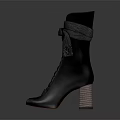 Gray High Top Boots with Orange Lining Wooden Heel and Lace up Design