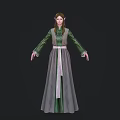Elven Fantasy Character In Green And Gray Robe With Long Hair And Pointed Ears