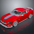 Red Sports Car With Dual Doors Striped Roof Rear Spoiler And Silver Alloy Wheels
