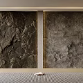 Modern Luxury Feature Wall With Dual Textured Surfaces Divided By Vertical Strip And Woven Mat