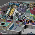 Indoor Playground With Colorful Slide Ball Pit Interactive Game Area And Small Shops 3d model