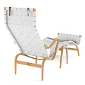 New Pernilla Lounge Chair with Woven Design Wooden Frame and Gray Cushion Blanket