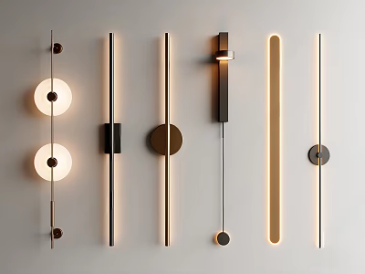 Modern Wall Lamps With Contemporary Geometric Shapes And Different Styles For Wall Lighting 3d model