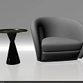 Gray Single Sofa With Black Round Side Table In Modern Design 3d model