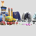 School Themed Decorative Ornament Set with Bus Pencils Apples Hat and Uniform
