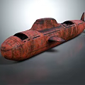 Vintage Red Submarine With Rustic Surface Design As Unique Watercraft