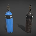 Industrial CO2 Gas Cylinders Showing Blue And Rusty Metal Storage Containers