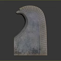 Unique Curved Furniture Decorative Piece With Textured Striped Edges And Blue Gray Finish
