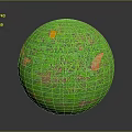 Plant Covered Green Sphere With Natural Texture And Orange Accents