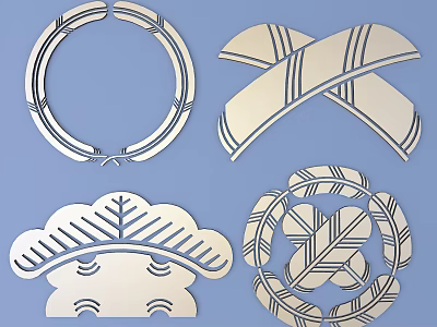 Intricate Decorative Carved Designs Featuring Circular Cross Leaf and Floral Patterns 3d model
