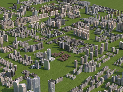 Aerial View Urban Planning With Residential Buildings Green Areas And Road Networks 3d model