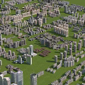Aerial View Urban Planning With Residential Buildings Green Areas And Road Networks