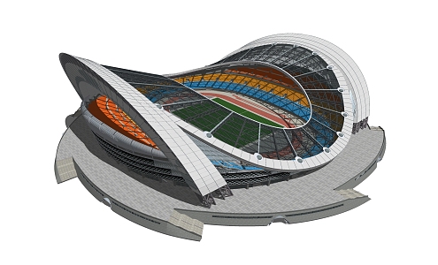 modern gymnasium stadium football field 3d model