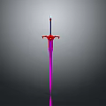 3D Model Of Red And Purple Sword With Decorative Hilt And Shiny Blade
