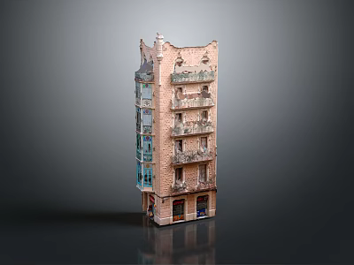 Detailed Vintage Building Model With Multiple Floors And Ornate Balconies Structure Design 3d model