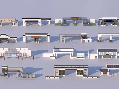 New Chinese style entrance landscape gate gate 3d model
