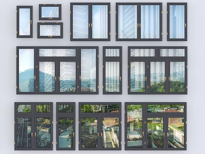 Various Modern Casement Windows With Different Styles Frame And Glass Designs For Homes 3d model