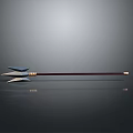 Traditional Arrow Weapon With Triple Pointed Arrowhead Dark Wooden Shaft Metallic Accents And Reflection