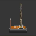 Floating Crane Platform With Yellow Crane And Orange Structure On Water