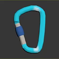 Shiny Reflective Transparent Blue Carabiner With Silver Metal Clip And Loop Design
