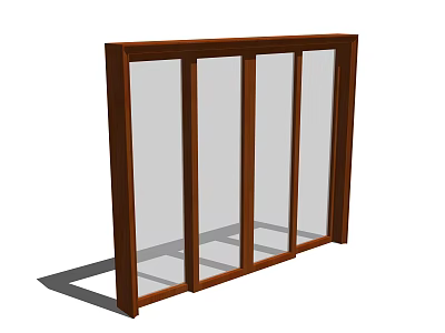 Wooden Frame Sliding Door With Clear Glass Panels For Home Interior Design 3d model