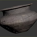 Ancient Brown Pottery Vessel With Cracked Surface And Textured Design 3d model
