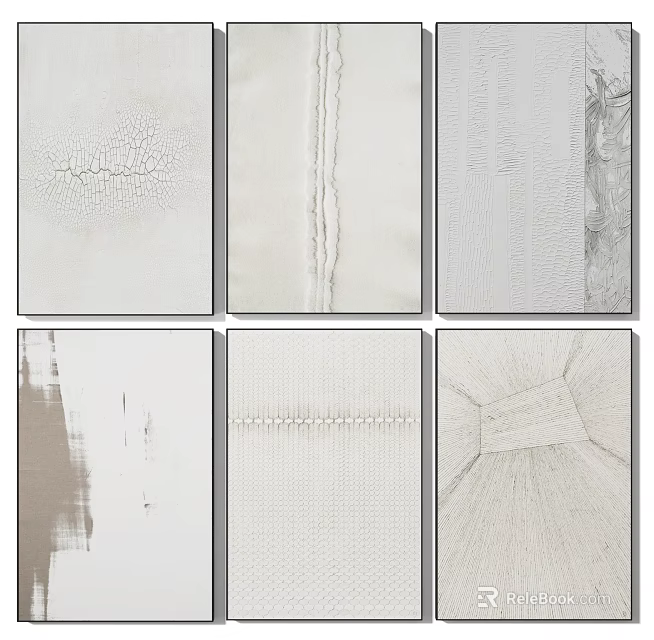 Abstract Texture Paintings With White Background And Diverse Artistic Patterns 3d model