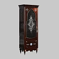 Vintage Wooden Display Cabinet With Glass Door And Ornate Carved Patterns