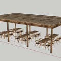 Wooden Pavilion With Multiple Tables And Chairs For Outdoor Seating Area